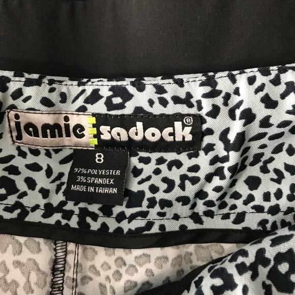 Jamie Sadock Skinnylicious Size Zip Blue & Black Animal Print Golf Shorts Size 8 - Picture 4 of 8